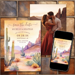 Save The Date Aquarelle Sud-Ouest Désert Mariage photo