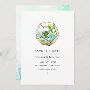 Save The Date Aquarelle Terrarium en verre Mariage