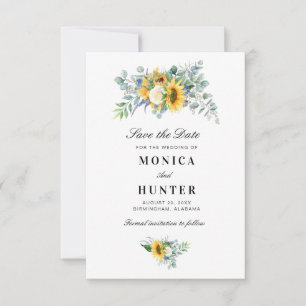Save The Date aquarelle tournesol eucalyptus enregistrer la cart
