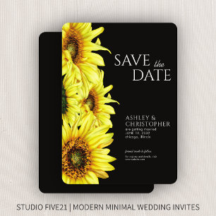Save The Date Aquarelle tournesol Wedding shower noir