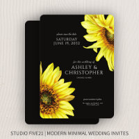Aquarelle tournesol Wedding shower noir