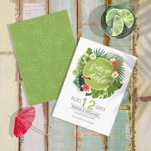 Save The Date Aquarelle Tropical avec Toucan Green ID577