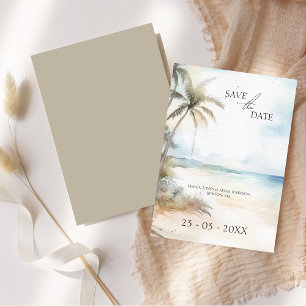 Save The Date Aquarelle Tropical Beach Palm Trees Mariage