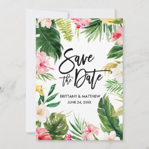 Save The Date Aquarelle Tropical Floral Moderne Script