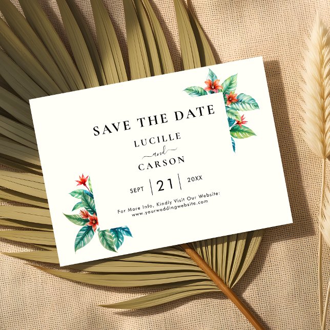 Save The Date Aquarelle tropicale Feuillage Vert Moderne (Créateur téléchargé)