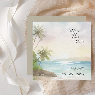 Save The Date Aquarelle tropicale Plage Palm Trees Mariage