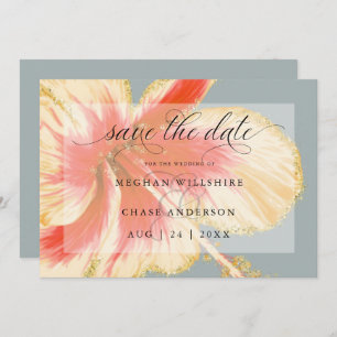 Save The Date Aquarelle Tropicale Scarlet et Jaune Enregistrer