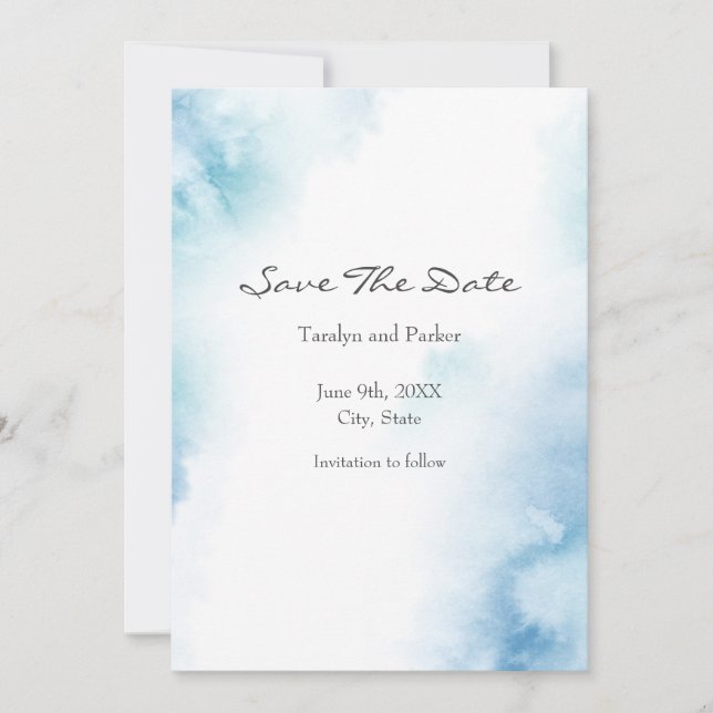 Save The Date Aquarelle Turquoise bleue Cadre Abstrait (Devant)