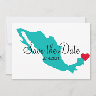 Save The Date Aquarelle Turquoise Turquoise Destination Mexique