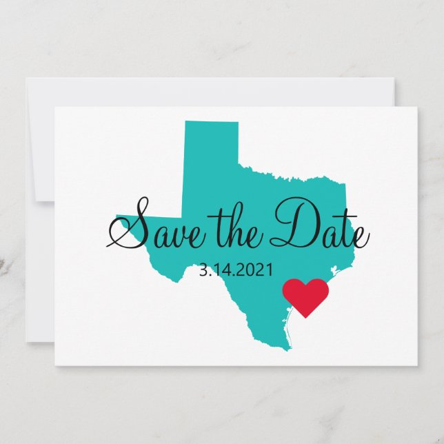 Save The Date Aquarelle Turquoise turquoise Texas Destination (Devant)