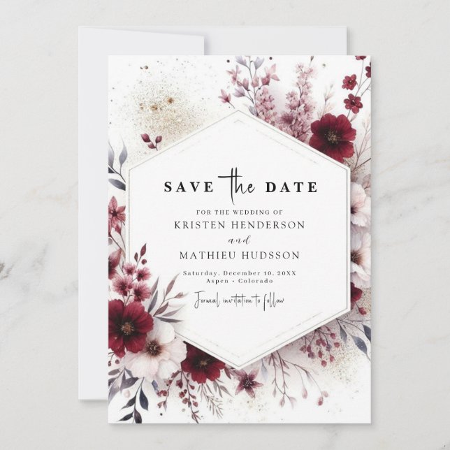 Save The Date Aquarelle unique Mariage de Bourgogne (Devant)
