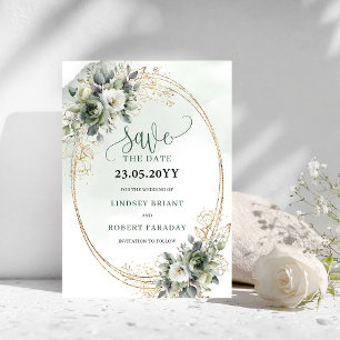 Save The Date Aquarelle Végétal Botanique Or Épargne La Date