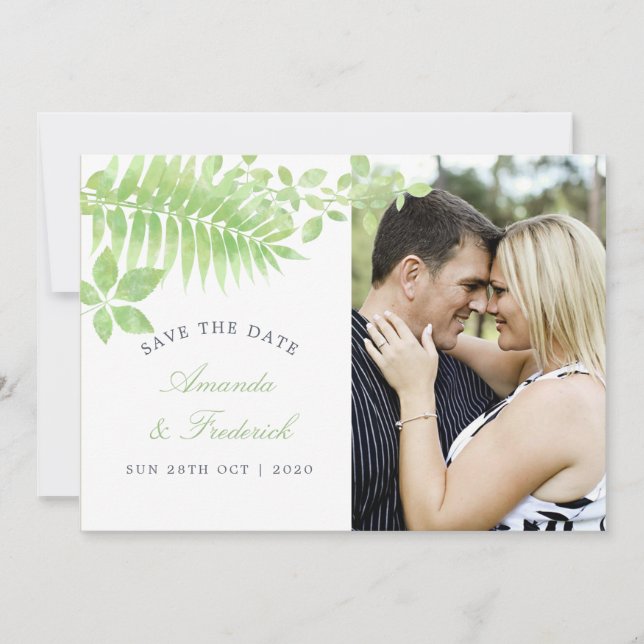 Save The Date Aquarelle Verdure Foliage Mariage Enregistrer la d (Devant)