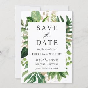 Save The Date Aquarelle Verdure Palm Tropical Feuille Mariage