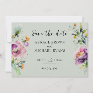 Save The Date Aquarelle vert Mariage