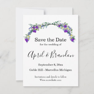 Save The Date Aquarelle violette Lavender Eucalyptus