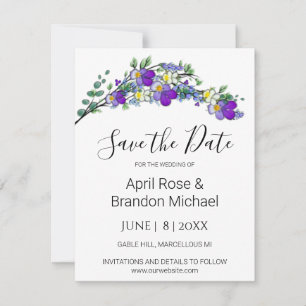 Save The Date Aquarelle violette Violette Lavande Eucalyptus