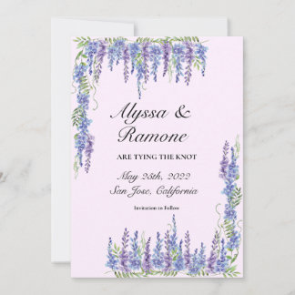 Save The Date Aquarelle Wisteria Purple Enregistrer la date