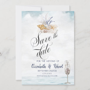Save The Date Aquarelles Coquillages, Mer Épinglez la Date
