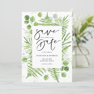 Save The Date Aquarelles et cadre d'Eucalyptus