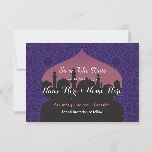 Save The Date Arabian Nights Wedding Invites (Front)