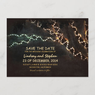 Save The Date Arbres & chaîne de lumières rustique enregistrer l