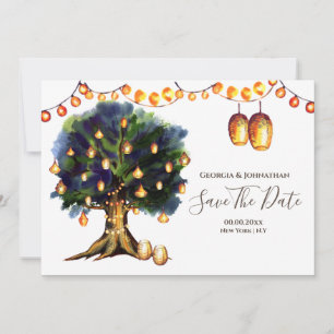 Save The Date Arbres feux arbres arbre rustique lanterne orienta