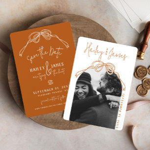 Save The Date Arc à main de boho moderne TERRACOTTA mariage