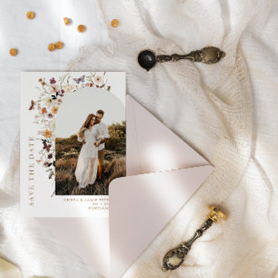 Save The Date Arc de fleurs sauvages d'automne Photo QR Code Mar