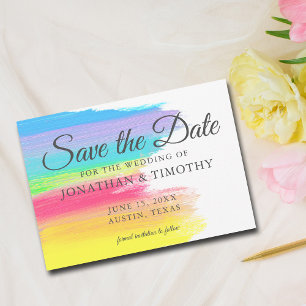 Save The Date Arc-en-ciel lumineux gai gai moderne LGBTQ Couple