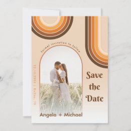 Save The Date Arc-en-ciel Rétro Photo Bohème Années 70 Branché