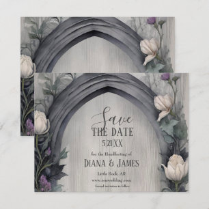 Save The Date Arc floral blanc gothique Pagan