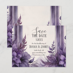 Save The Date Arc floral violet Pagan à la main