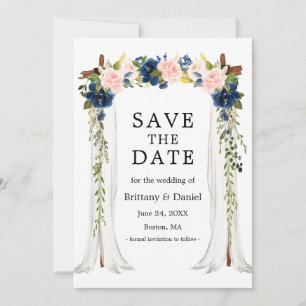 Save The Date Arc mariage à canopée Aquarelle bleu rose Floral