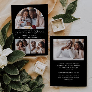 Save The Date Arc minimaliste 4 photos noir et blanc