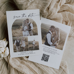 Save The Date Arc moderne Boho QR Code photo Collage