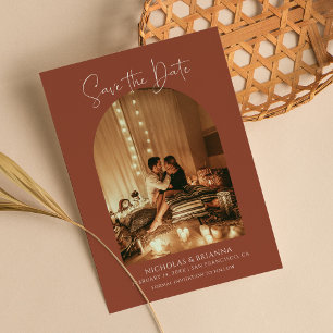 Save The Date Arc moderne élégant Photo Terracotta Boho Mariage