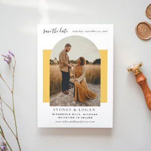 Save The Date Arc moderne Mariage jaune photo