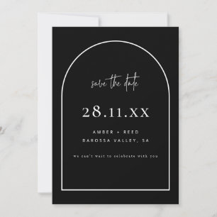 Save The Date Arc moderne Rétro minimaliste noir blanc Script