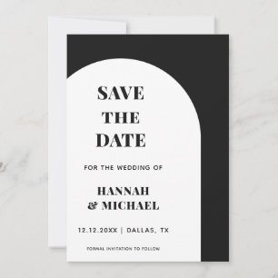 Save The Date Arc Noir Blanc Minimaliste Classique Élégant Simpl