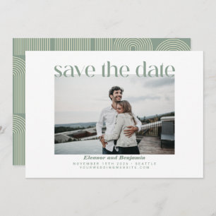 Save The Date Arch Line Art Sage Green Photo Mariage