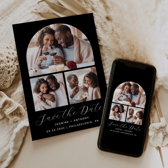 Save The Date Arche Collage minimum 3 photos noir et blanc (Créateur téléchargé)