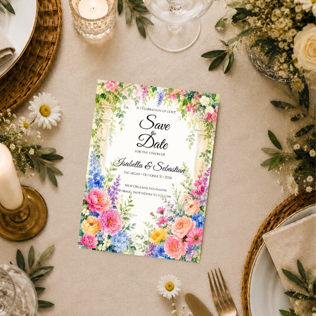 Save The Date Arche de jardin fantaisiste florale mariage (Créateur téléchargé)