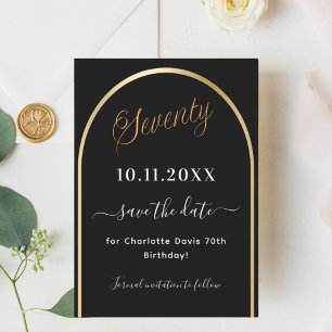 Save The Date Arche en or noir à 70e anniversaire
