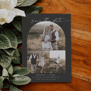 Save The Date Arche moderne Boho   Collage photo gris