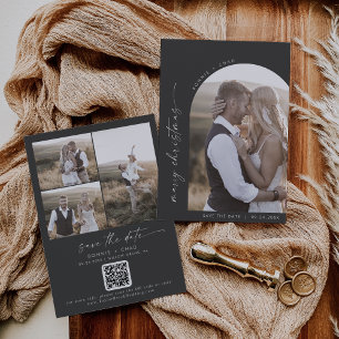 Save The Date Arche moderne Boho Gray Photo Marry Noël