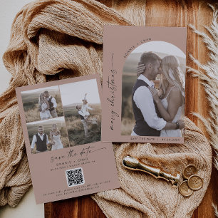 Save The Date Arche moderne Boho   Saumon Photo Marry Noël