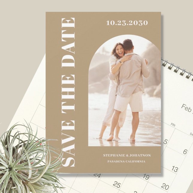 Save The Date Arche photo moderne Beige (Créateur téléchargé)