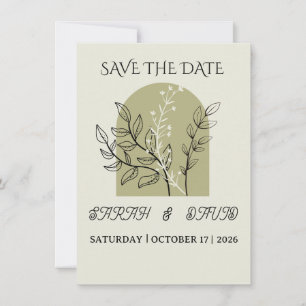 Save The Date arche vert sauge minimaliste moderne