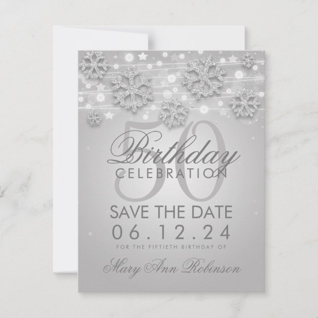 Save The Date Argent 50e anniversaire Save Date Winter (Devant)
